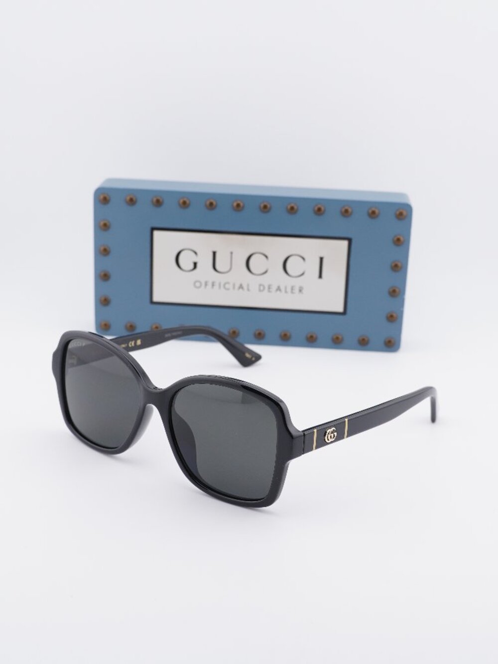 Gucci GG0765SA 005 Butterfly Sunglasses - Black / Grey